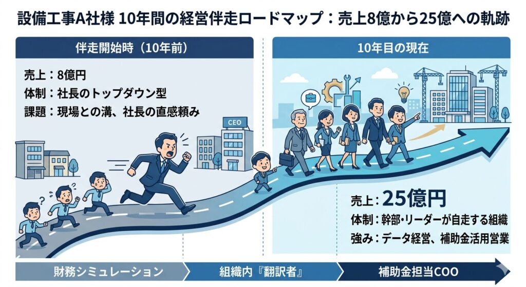 経営伴走パートナーによる売上改善事例図解