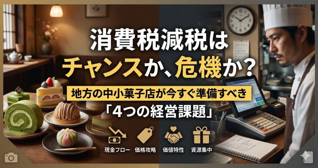 消費税減税はチャンスかききか？キャッシュフロー悪化？地方の中小菓子店がいますぐ準備すべき4つの経営課題